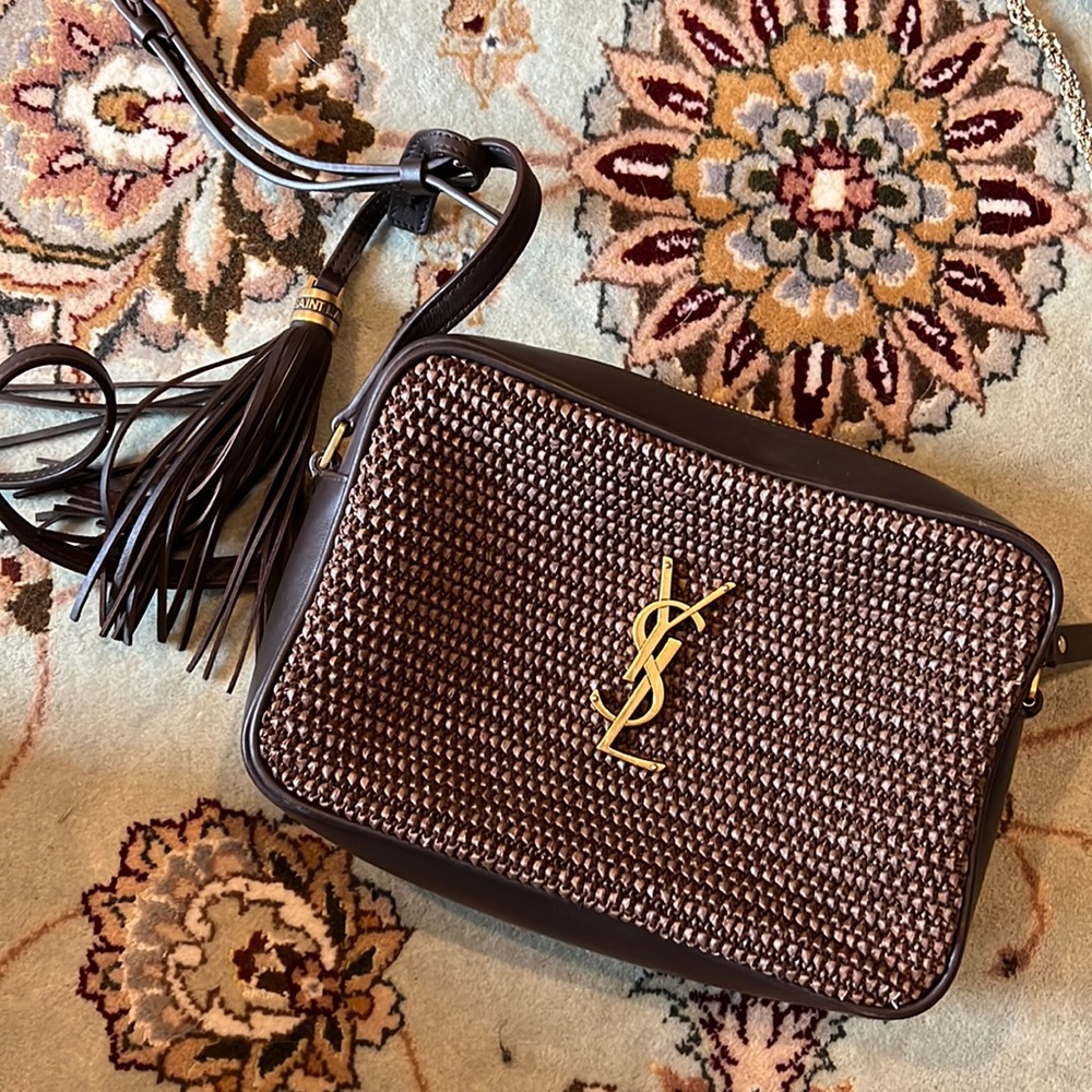 Lou Crossbody Raffia Camera Bag Brown great condition